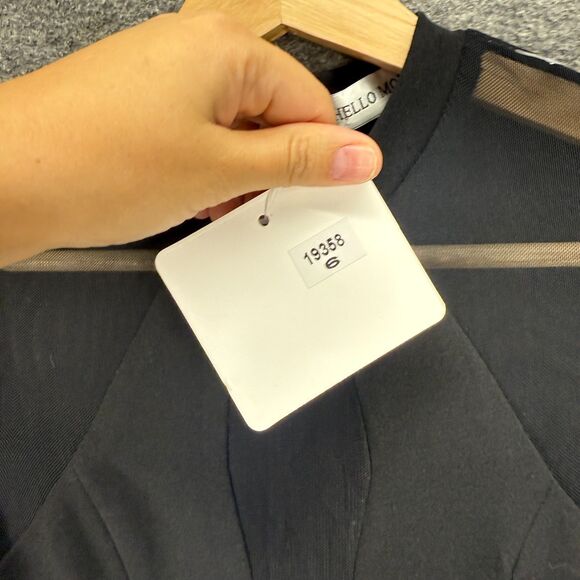 New Hello Molly Mini Dress Women 6 Black Short Zipper Long Sleeve Crew Neck - Picture 4 of 9